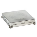 Silver Plated Square Cake Plateau/ Plate with Rose Pattern (16"x16")